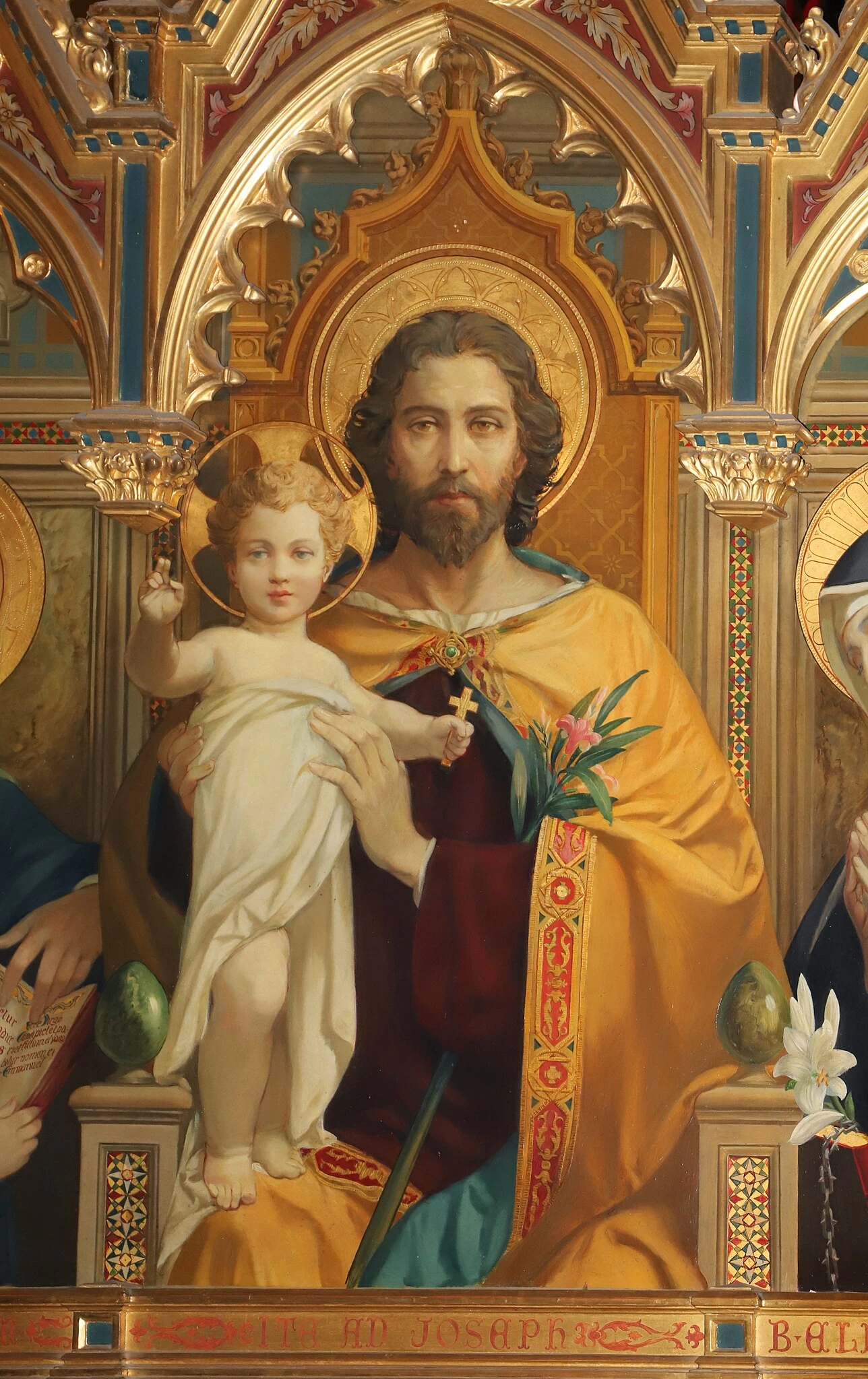 Trittico di san Giuseppe con Gesù bambino tra le ss. Anna ed Elisabetta, 1930 - Chiesa dei sette santi, Firenze, dettaglio 1